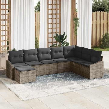 vidaXL Set de masă pentru grădină cu pernă cu depozitare 8 pcs Gri