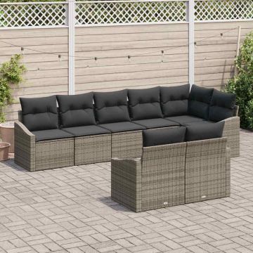 vidaXL Set de masă pentru grădină cu pernă cu depozitare 8 pcs Gri