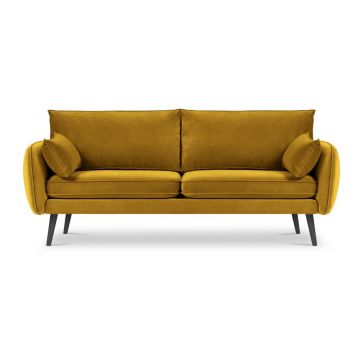 Canapea cu tapițerie din catifea Kooko Home Lento, 198 cm, galben