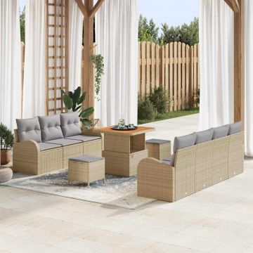 vidaXL Set de canapele pentru grădină 10 pcs Beige și gri deschis