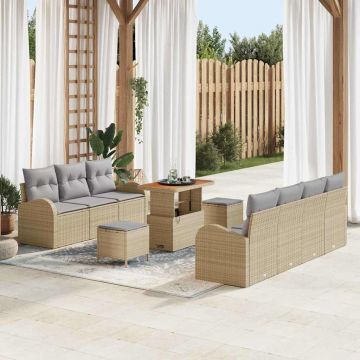 vidaXL Set de canapele pentru grădină 10 pcs Beige și gri deschis
