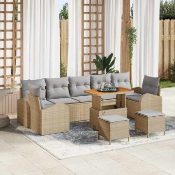 vidaXL Set de canapele pentru grădină 10 pcs Beige și gri deschis