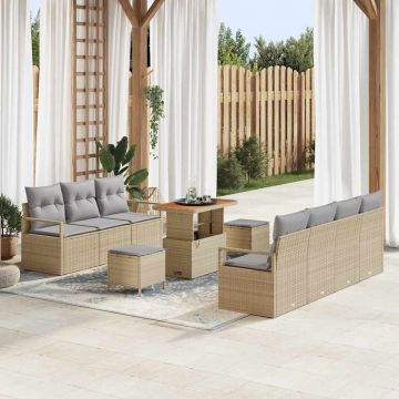 vidaXL Set de canapele pentru grădină 10 pcs Beige și gri deschis