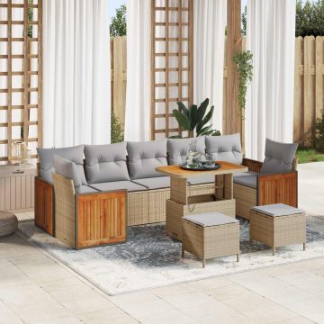 vidaXL Set de canapele pentru grădină 10 pcs Beige și gri deschis