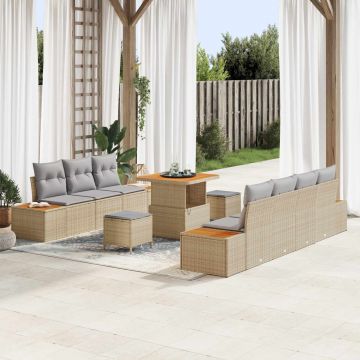 vidaXL Set de canapele pentru grădină 10 pcs Beige și gri deschis
