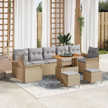 vidaXL Set de canapele pentru grădină 10 pcs Beige și gri deschis