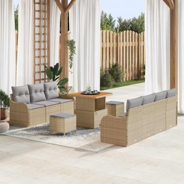 vidaXL Set de canapele pentru grădină 10 pcs Beige și gri deschis
