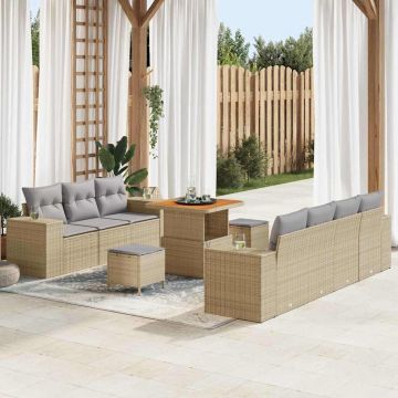 vidaXL Set de canapele pentru grădină 10 pcs Beige și gri deschis