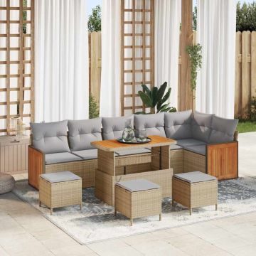 vidaXL Set de canapele pentru grădină 10 pcs bej și gri deschis