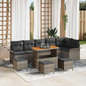 vidaXL Set de canapele pentru grădină 10 pcs Gri 110 x 55 x 71 cm
