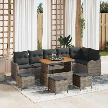 vidaXL Set de canapele pentru grădină 10 pcs Gri 110 x 55 x 71 cm