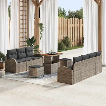 vidaXL Set de canapele pentru grădină 10 pcs Gri 90 x 55 x 71 cm