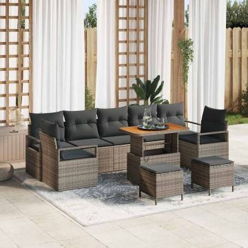 vidaXL Set de canapele pentru grădină 10 pcs Gri 90 x 55 x 71 cm
