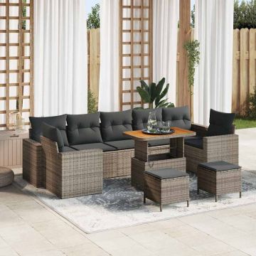 vidaXL Set de canapele pentru grădină 10 pcs Gri 90 x 55 x 71 cm