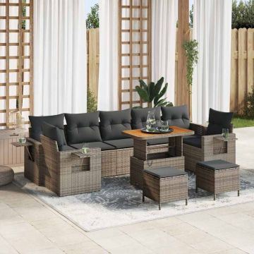 vidaXL Set de canapele pentru grădină 10 pcs Gri 90 x 55 x 71 cm
