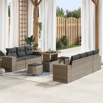vidaXL Set de canapele pentru grădină 10 pcs Gri 90 x 55 x 71 cm
