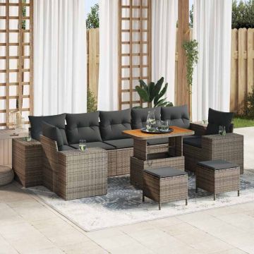 vidaXL Set de canapele pentru grădină 10 pcs Gri 90 x 55 x 71 cm