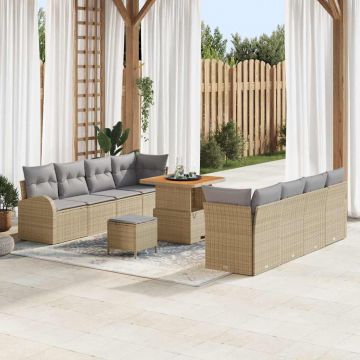 vidaXL Set de canapele pentru grădină 11 pcs Beige și gri deschis