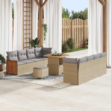 vidaXL Set de canapele pentru grădină 11 pcs Beige și gri deschis