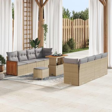 vidaXL Set de canapele pentru grădină 11 pcs Beige și gri deschis