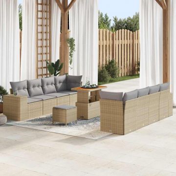 vidaXL Set de canapele pentru grădină 11 pcs Beige și gri deschis