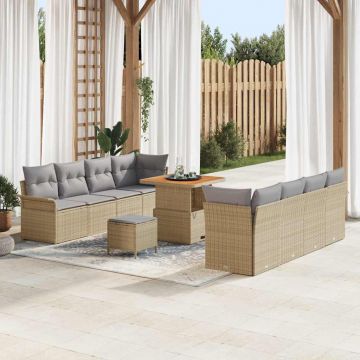 vidaXL Set de canapele pentru grădină 11 pcs Beige și gri deschis