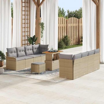 vidaXL Set de canapele pentru grădină 11 pcs Beige și gri deschis