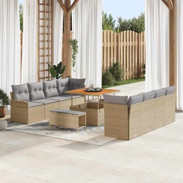 vidaXL Set de canapele pentru grădină 11 pcs Beige și gri deschis