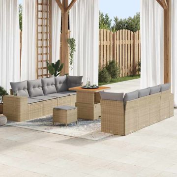 vidaXL Set de canapele pentru grădină 11 pcs Beige și gri deschis
