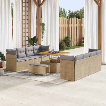 vidaXL Set de canapele pentru grădină 11 pcs bej și gri deschis