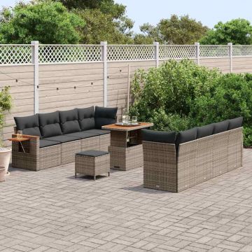 vidaXL Set de canapele pentru grădină 11 pcs Gri 90 x 55 x 71 cm