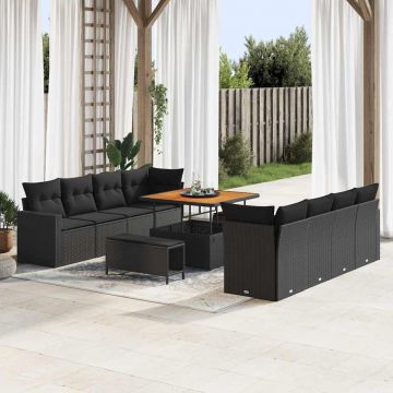 vidaXL Set de canapele pentru grădină 11 pcs Negru 100 x 100 x 71 cm