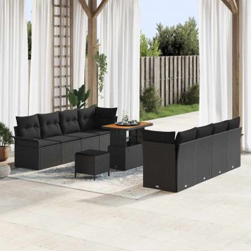 vidaXL Set de canapele pentru grădină 11 pcs Negru 90 x 55 x 71 cm