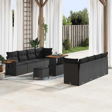 vidaXL Set de canapele pentru grădină 11 pcs Negru 90 x 55 x 71 cm