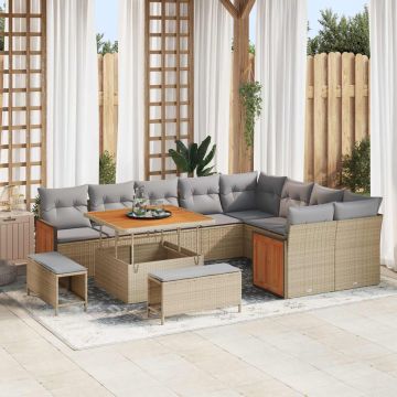 vidaXL Set de canapele pentru grădină 12 pcs Beige și gri deschis