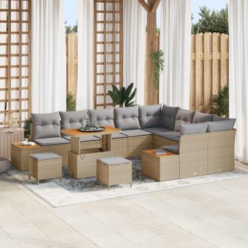 vidaXL Set de canapele pentru grădină 12 pcs Beige și gri deschis