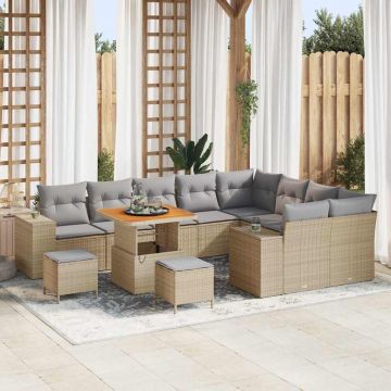 vidaXL Set de canapele pentru grădină 12 pcs Beige și gri deschis