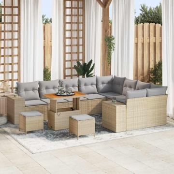 vidaXL Set de canapele pentru grădină 12 pcs Beige și gri deschis