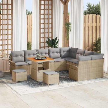 vidaXL Set de canapele pentru grădină 12 pcs Beige și gri deschis
