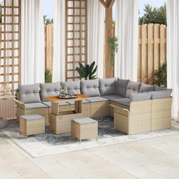 vidaXL Set de canapele pentru grădină 12 pcs Beige și gri deschis