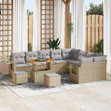 vidaXL Set de canapele pentru grădină 12 pcs bej și gri deschis