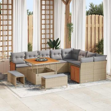 vidaXL Set de canapele pentru grădină 12 pcs bej și gri deschis