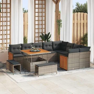 vidaXL Set de canapele pentru grădină 12 pcs Gri 100 x 100 x 71 cm