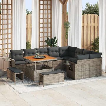 vidaXL Set de canapele pentru grădină 12 pcs Gri 100 x 100 x 71 cm