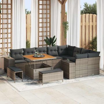 vidaXL Set de canapele pentru grădină 12 pcs Gri 100 x 100 x 71 cm
