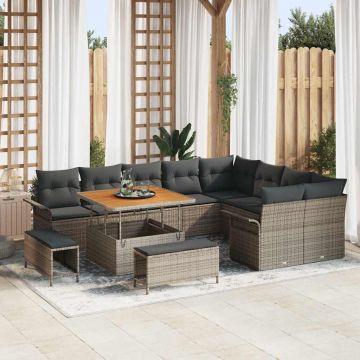 vidaXL Set de canapele pentru grădină 12 pcs Gri 100 x 100 x 71 cm