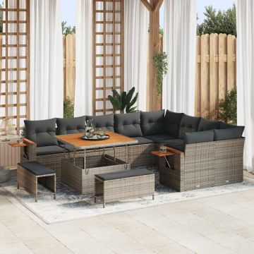 vidaXL Set de canapele pentru grădină 12 pcs Gri 100 x 100 x 71 cm