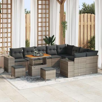 vidaXL Set de canapele pentru grădină 12 pcs Gri 90 x 55 x 71 cm