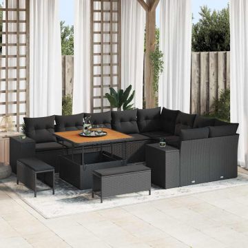 vidaXL Set de canapele pentru grădină 12 pcs Negru 100 x 100 x 71 cm
