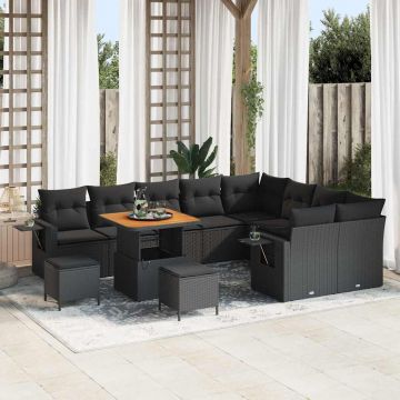 vidaXL Set de canapele pentru grădină 12 pcs Negru 80 x 80 x 71 cm